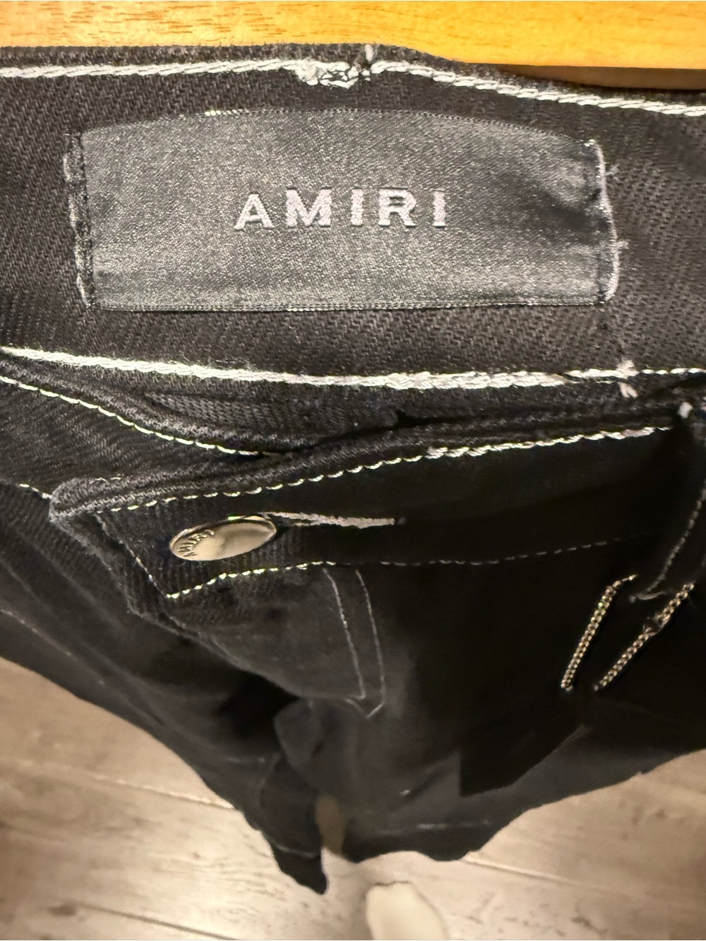 AMIRI Rare mens Black Straight Carpenter Jeans with Contrast white Stitching image 7